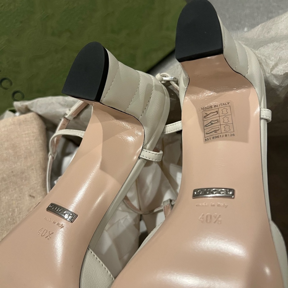 New Gucci GG Marmont mini cream slingback pumps - Picture 12 of 15